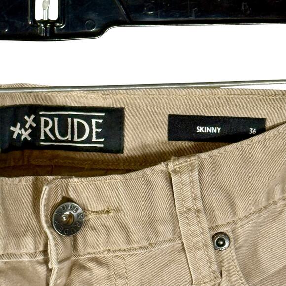 RUDE Hot Topic NWT Men's 36x32 Skinny Fit Khaki Chino Pants Stretch Preppy Teen - Picture 5 of 11